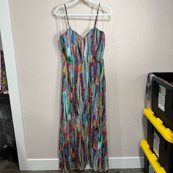 Jack By BB Dakota Multicolor Polyester Sweetheart Neck Sleeveless Maxi Dress 4 - Picture 1 of 6